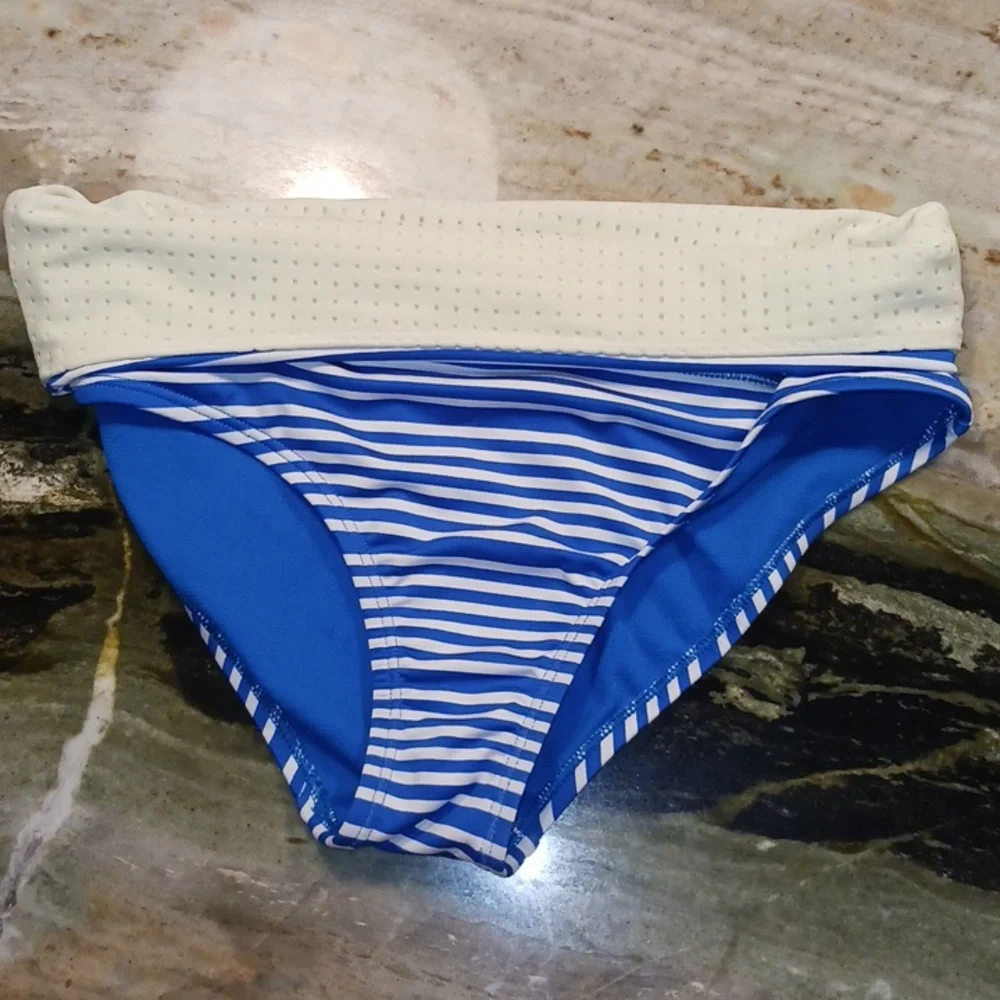 Nike sport mesh high-waist bikini bottom - Small - battle blue/white